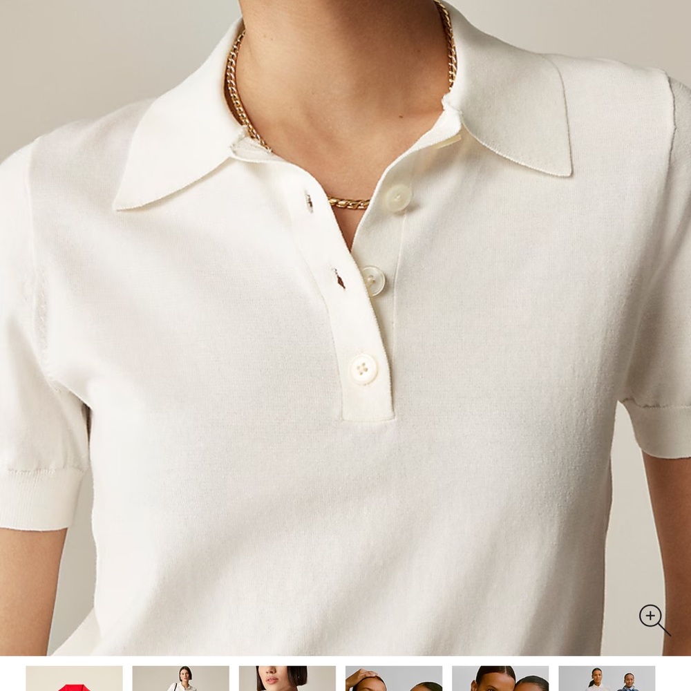 J. Crew White Fitted Short Sleeve Button Down Polo